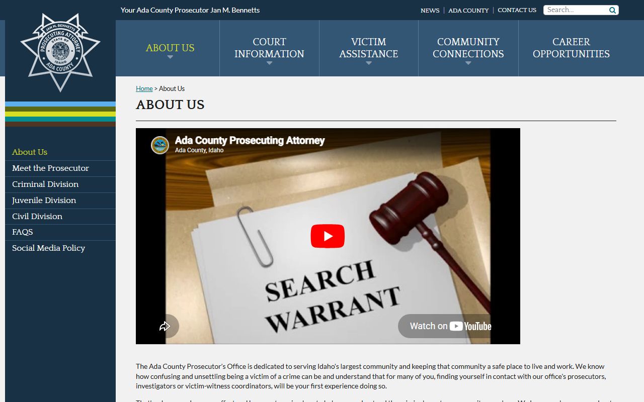 Ada County Prosecutor overview for criminal records context