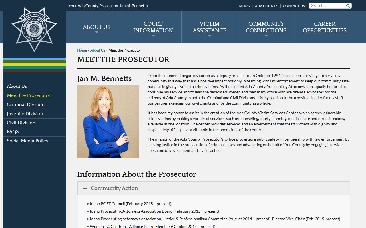 Ada County Prosecuting Attorney biography page