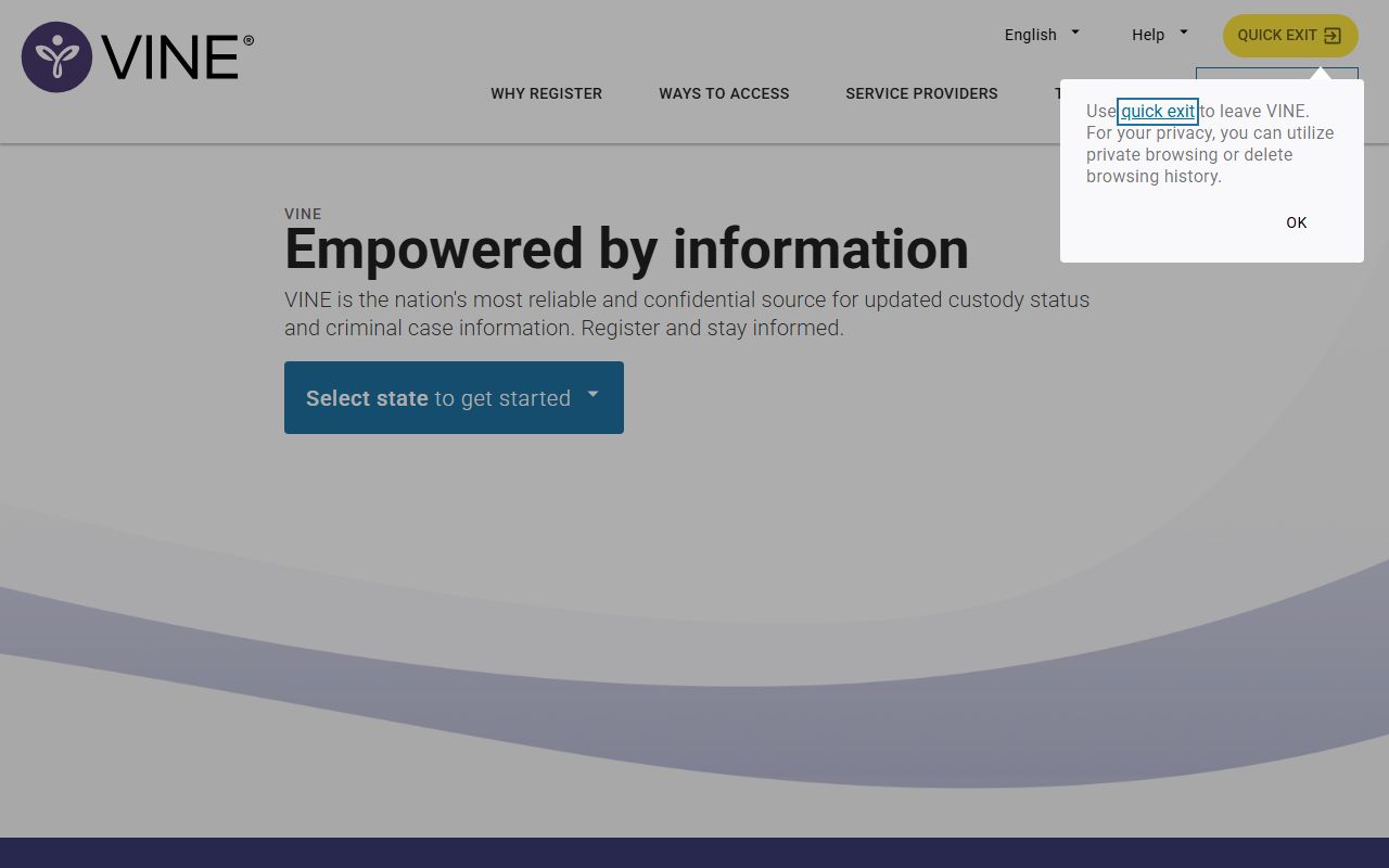 VINELink custody notification search for Ada County released inmates